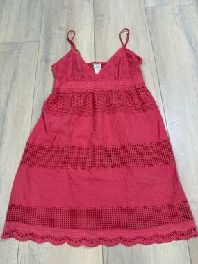 Flying Tomato Coral Eyelet Lace Spaghetti Strap Dress